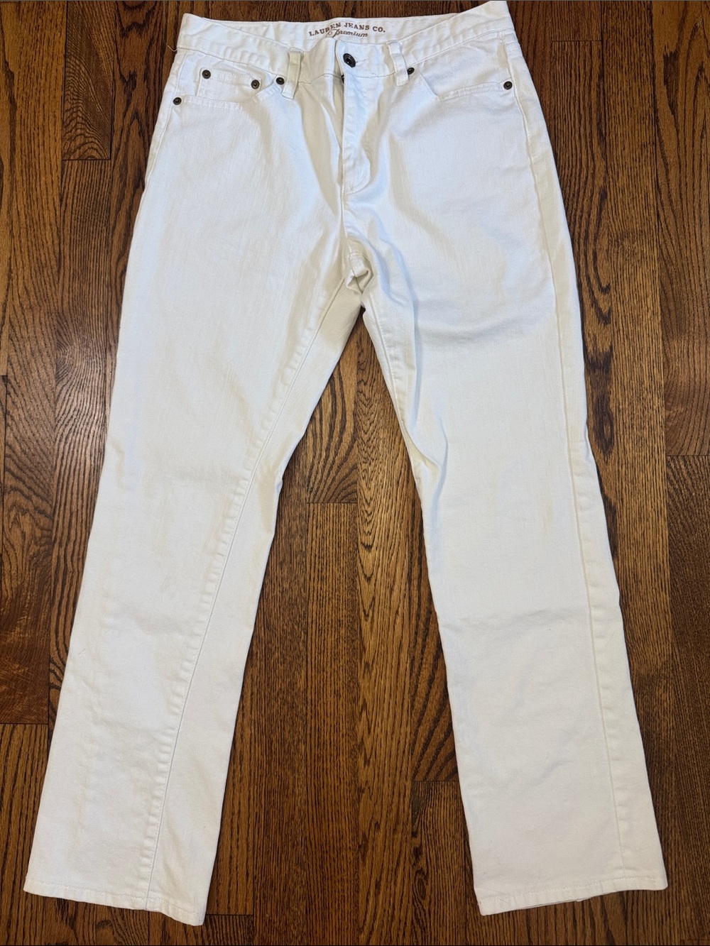 Ralph Lauren White Straight Leg Jeans Size 8 Stretch Denim Classic